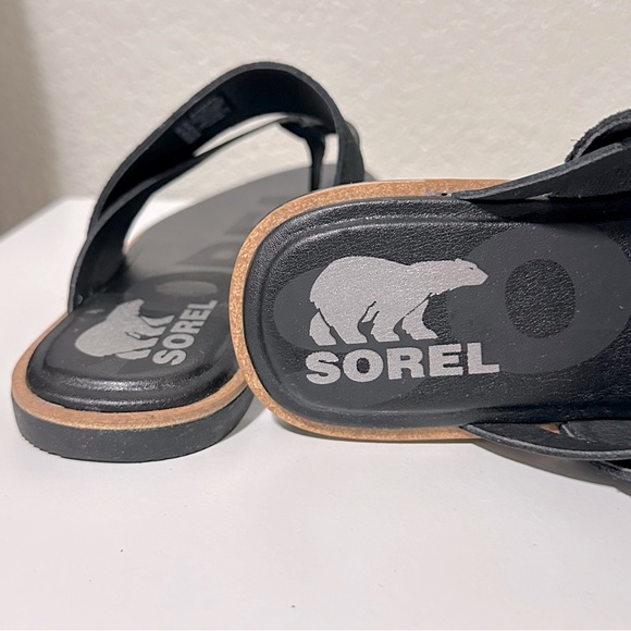 Sorel Ella II Sandals, Black, Leather, 6.5 Women’s, Summer Style 🩴🖤😎 - Picture 4 of 7